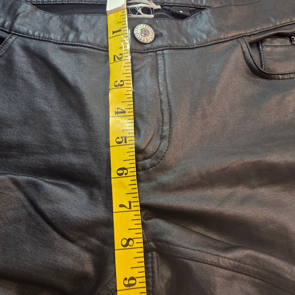 Harley Davidson Faux Leather Pants Womens Sz 8 34 31 Skinny Black Moto‎ Biker - Picture 7 of 9